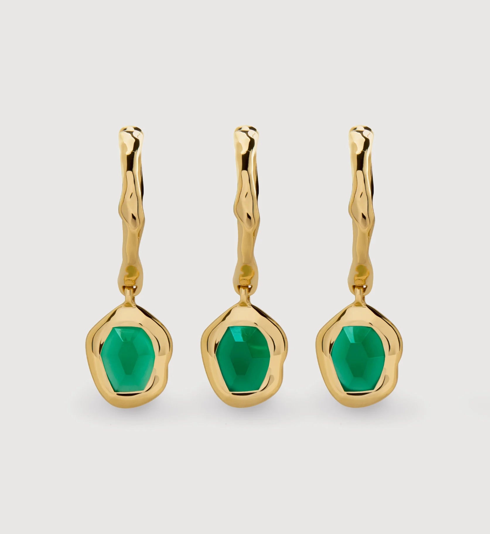 Monica Vinader Gold Vermeil Odyssey Huggies Earrings with Green Onyx