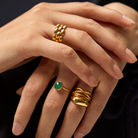 Monica Vinader Gold Vermeil Siren Stacking Ring with Green Onyx