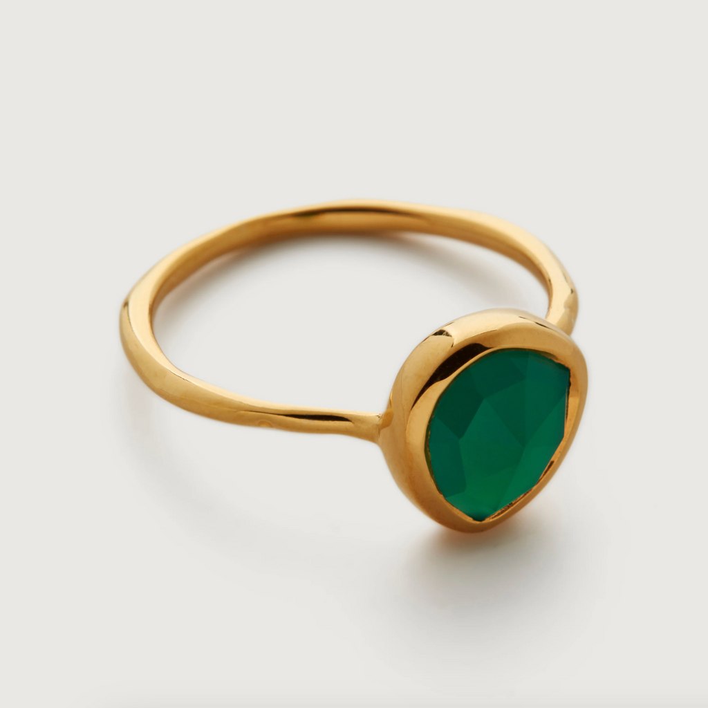 Monica Vinader Gold Vermeil Siren Stacking Ring with Green Onyx