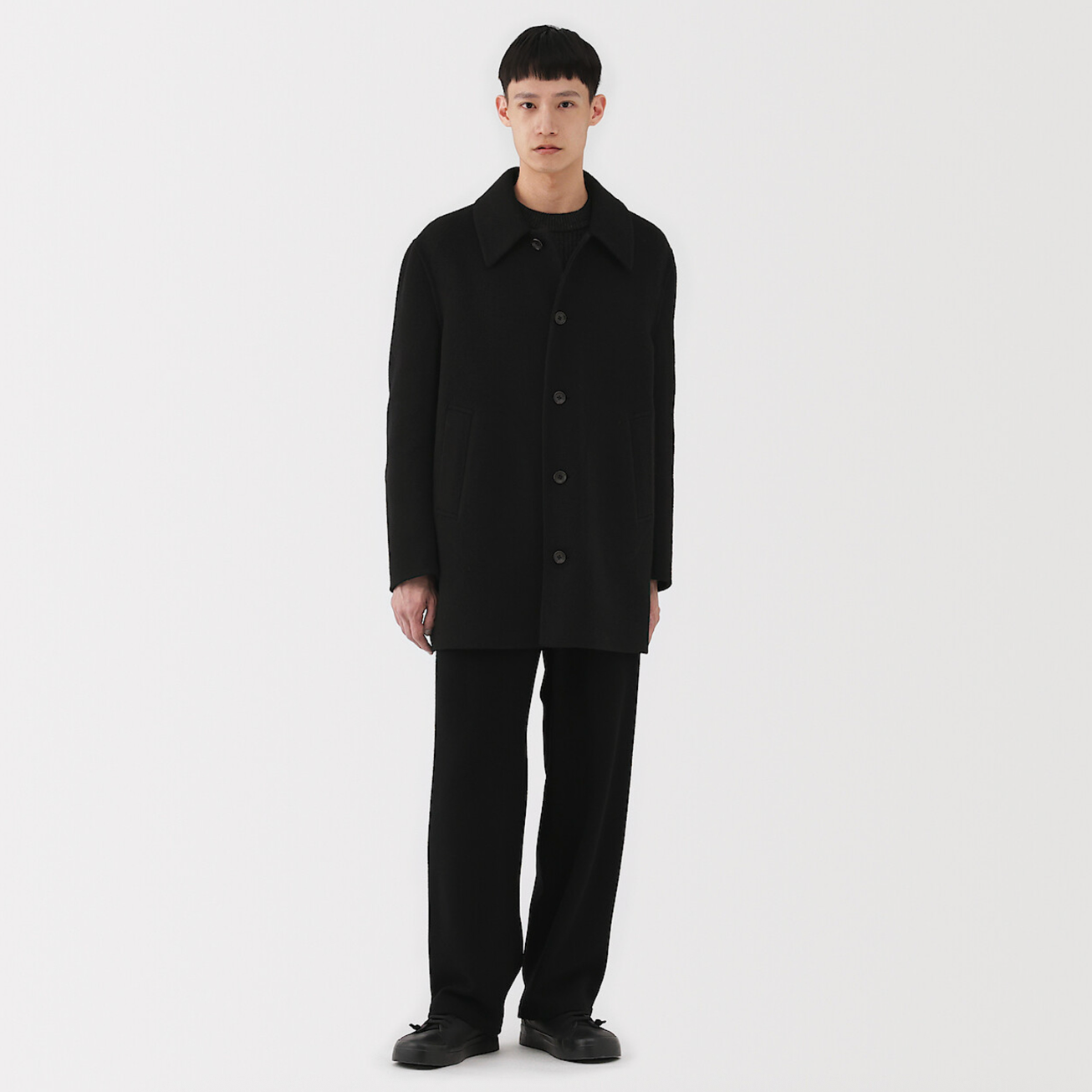 Muji Men's Recycled Cashmere Blend Single-Breasted Coat