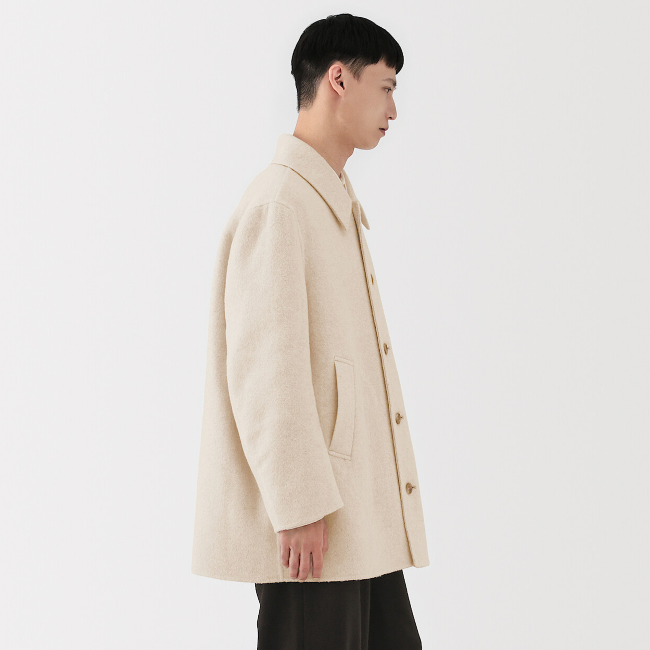 Muji Men's Recycled Cashmere Blend Single-Breasted Coat