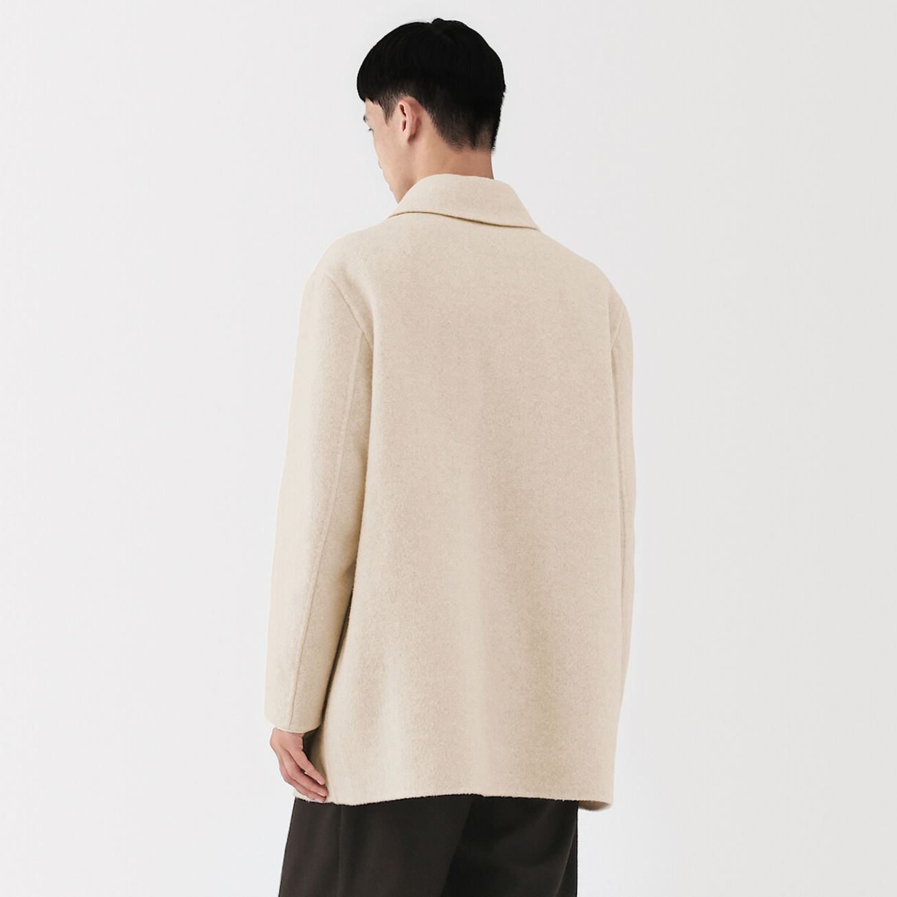 Muji Men's Recycled Cashmere Blend Single-Breasted Coat