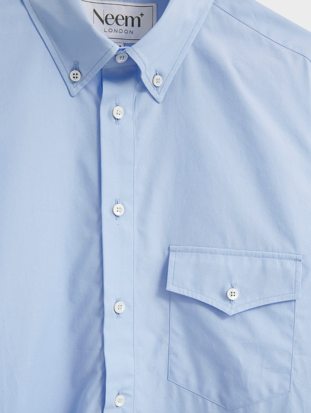 Neem Regenerative Cotton Sky Modern Button-down Popover Shirt