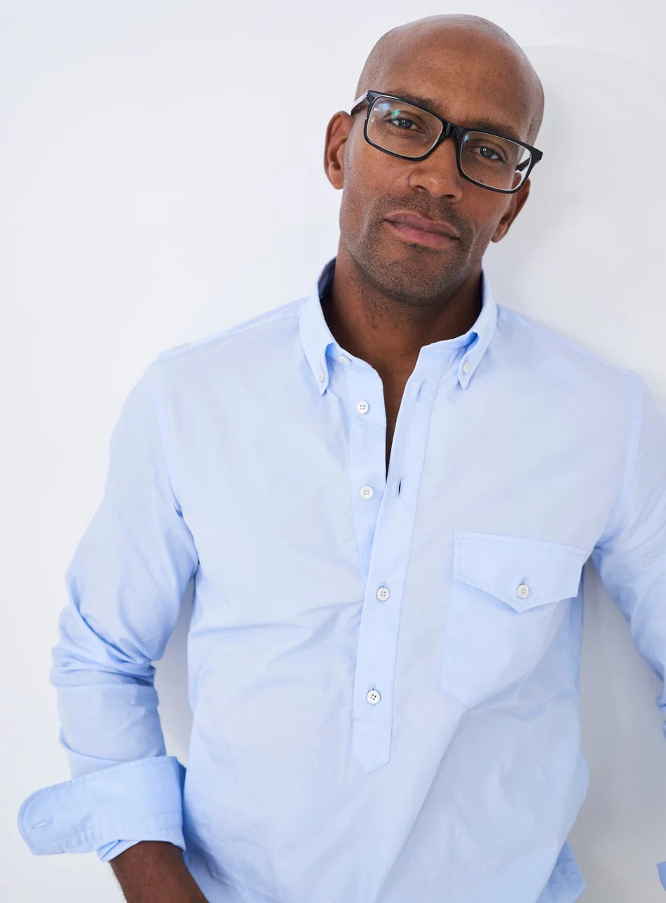 Neem Regenerative Cotton Sky Modern Button-down Popover Shirt