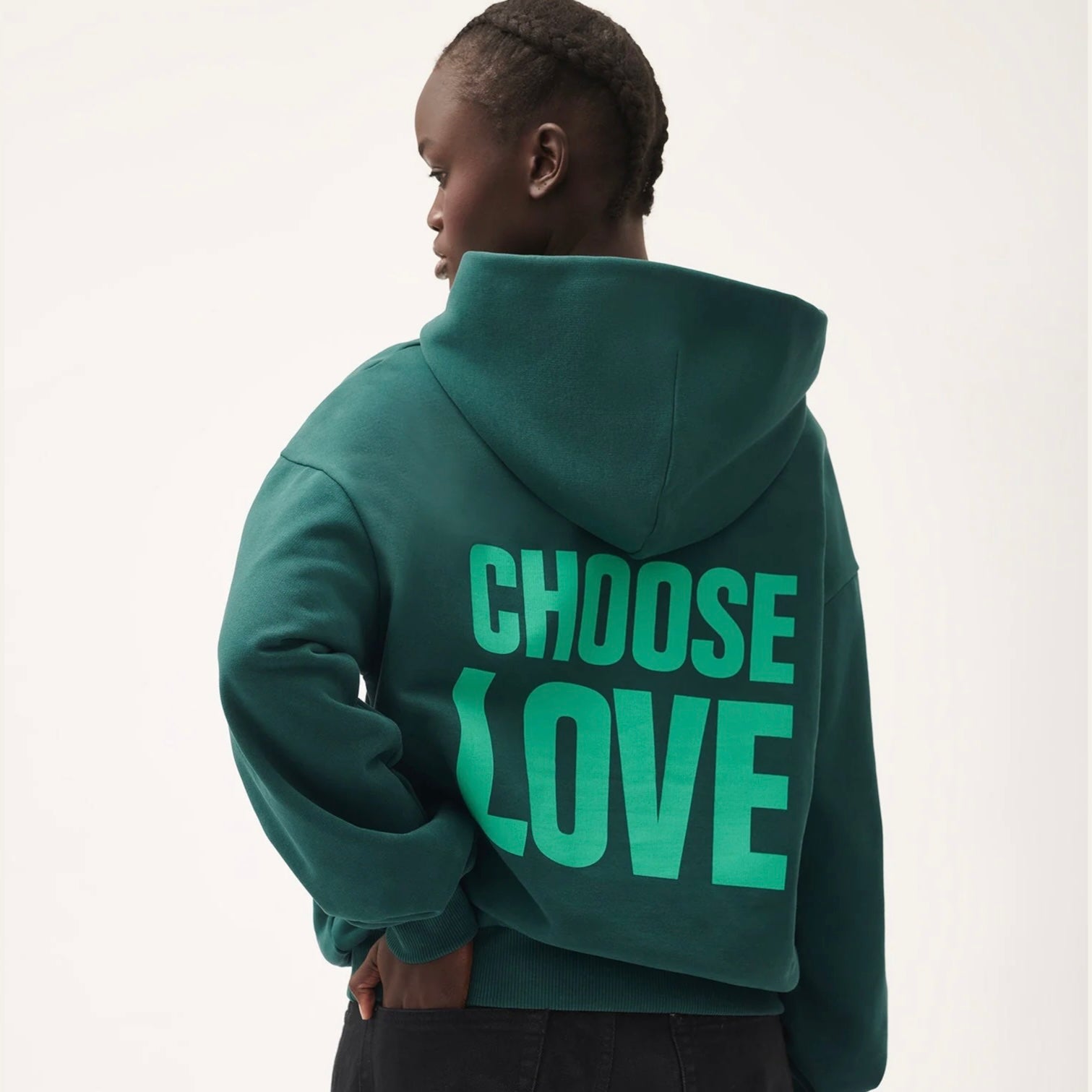 Pangaia Choose Love Heavyweight Hoodie in Foliage Green