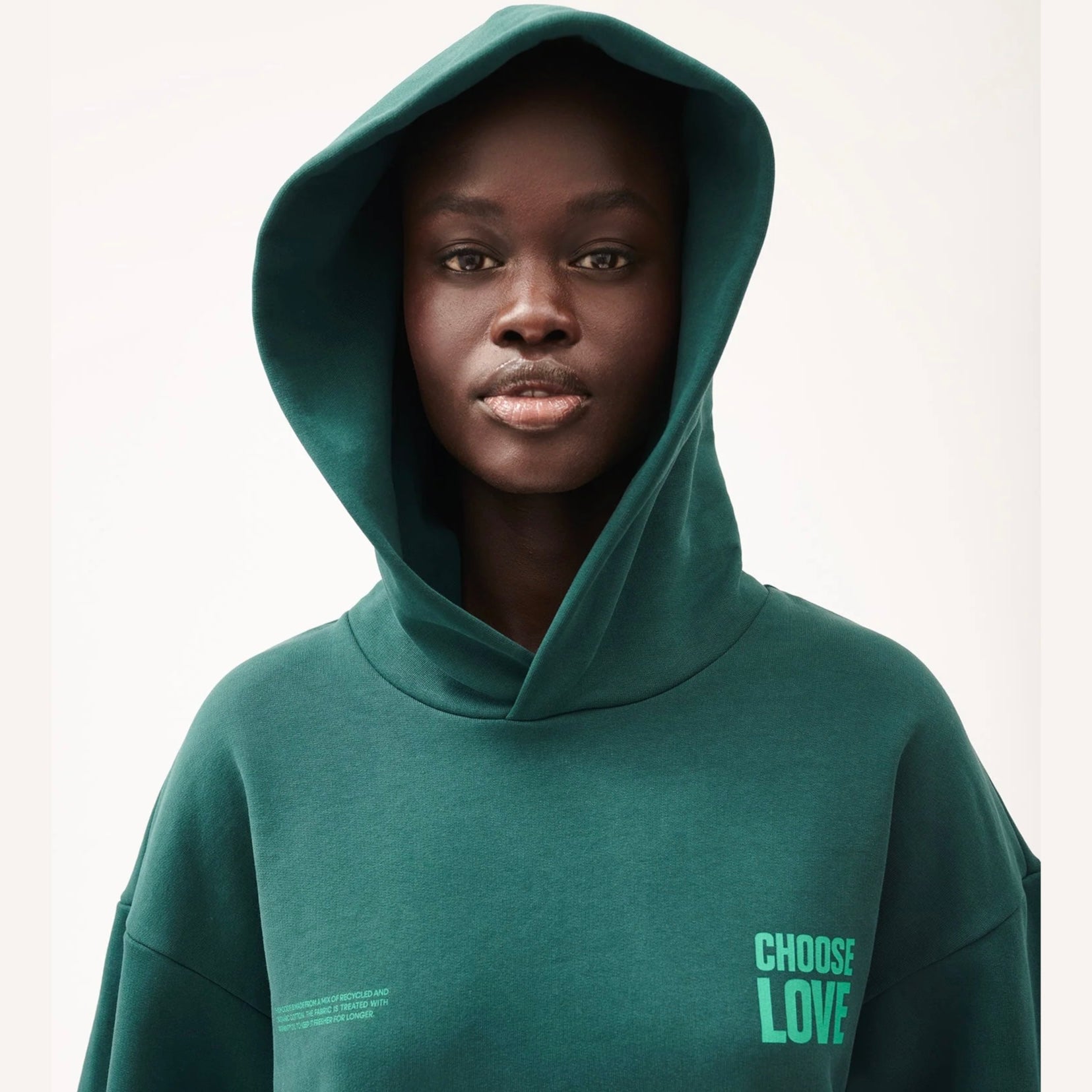 Pangaia Choose Love Heavyweight Hoodie in Foliage Green