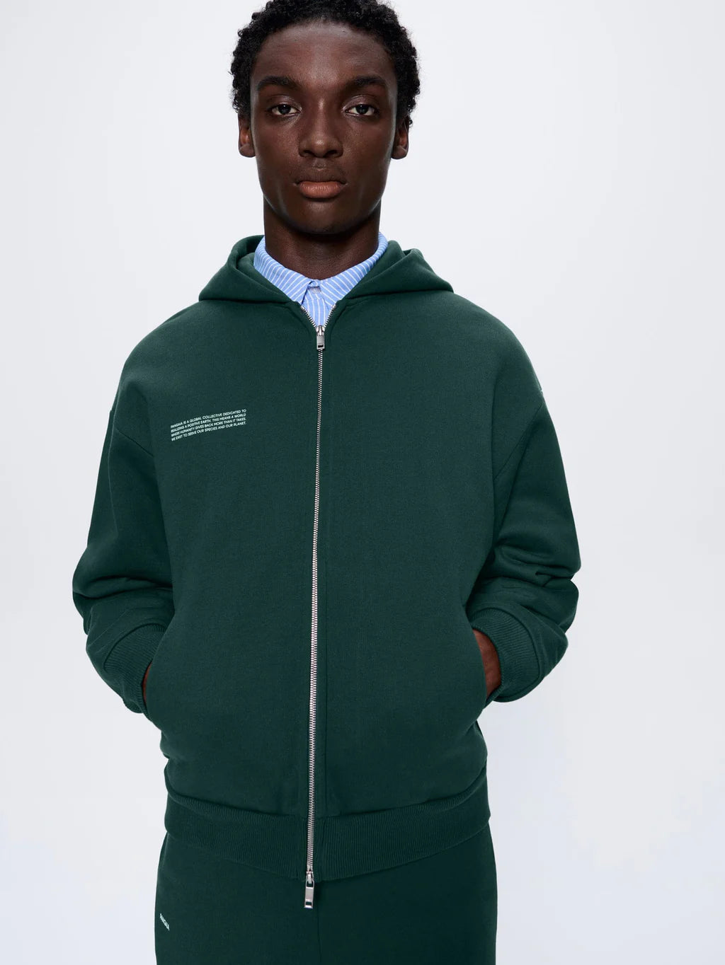 Pangaia Mens 365 Heavyweight Two-Way Zip-Through Hoodie - Foliage Green