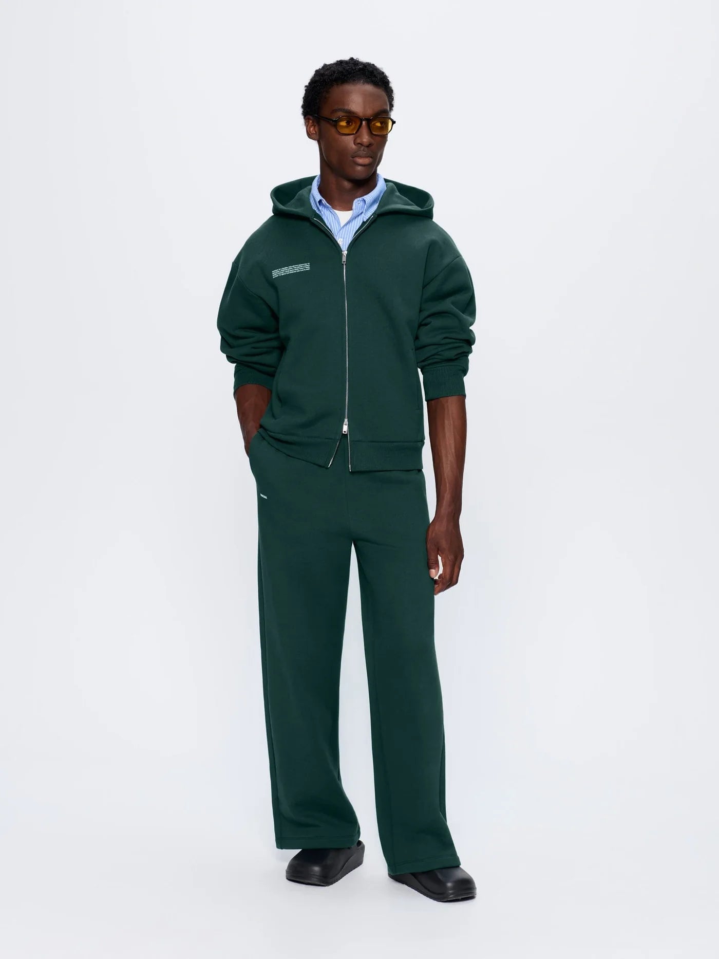 Pangaia Mens 365 Heavyweight Two-Way Zip-Through Hoodie - Foliage Green