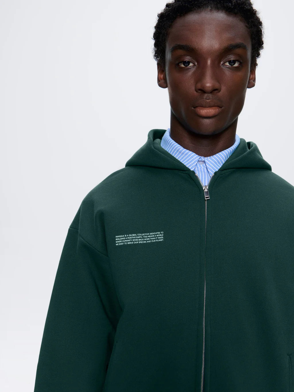 Pangaia Mens 365 Heavyweight Two-Way Zip-Through Hoodie - Foliage Green