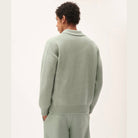 Pangaia Mens DNA Recycled Cashmere Polo Sweater in Moss Green