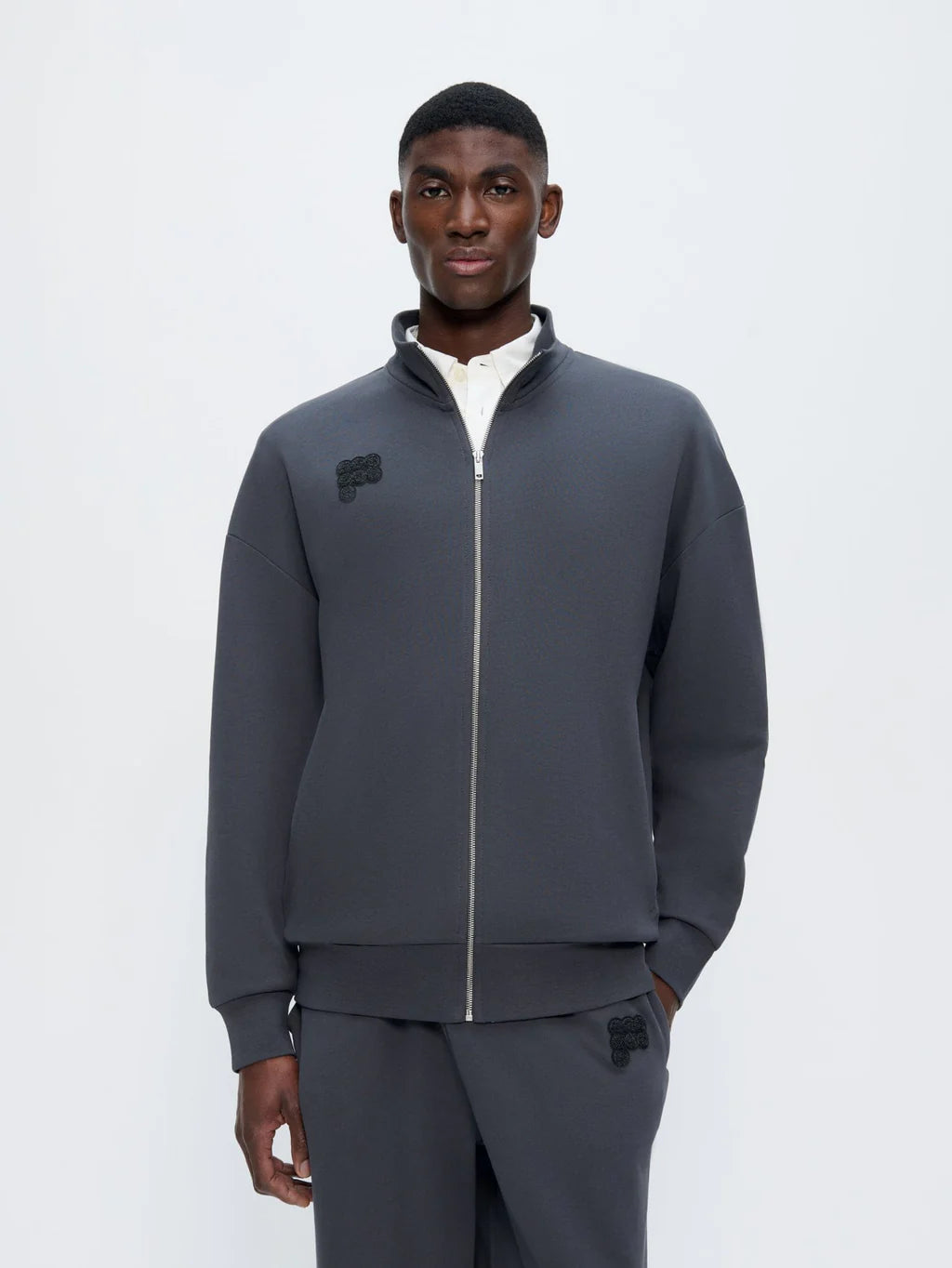 Pangaia Mens Zip Up Sweatshirt - Smoked Black
