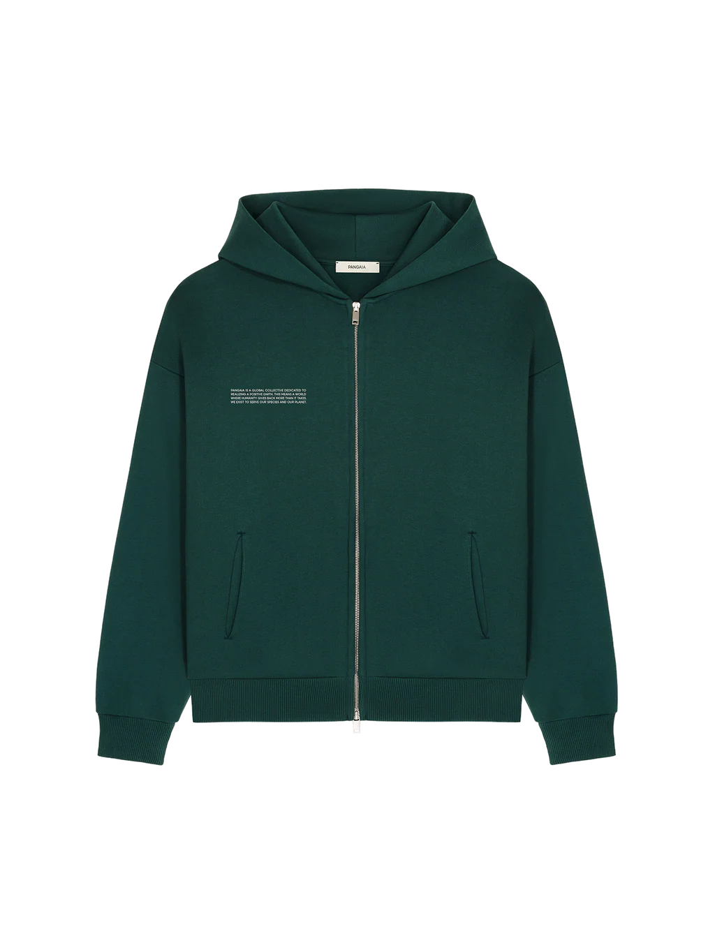 Pangaia Womens 365 Heavyweight Two-Way Zip-Through Hoodie - Foliage Green