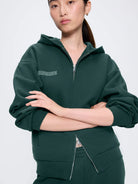 Pangaia Womens 365 Heavyweight Two-Way Zip-Through Hoodie - Foliage Green