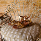 Penelope Chilvers Heeled Shepherdess Leather Sandal Gold