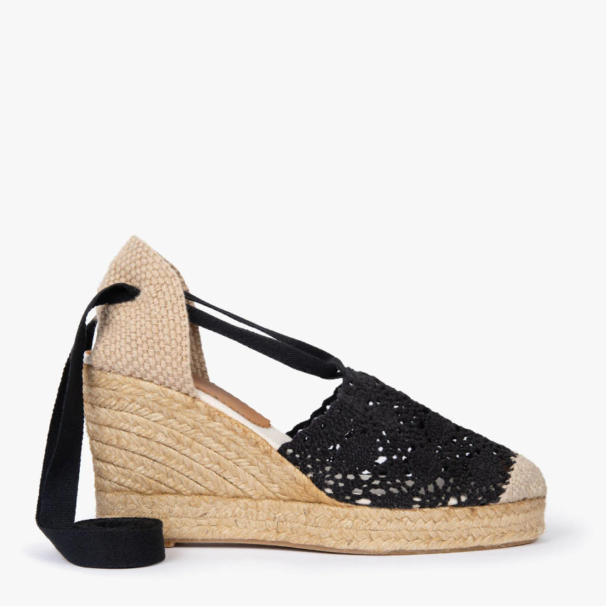 Penelope Chilvers High Valenciana Lace Espadrille - Black