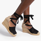 Penelope Chilvers High Valenciana Lace Espadrille - Black