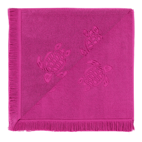 Vilebrequin Beach Towel In Organic Cotton Turtles Jacquard - Crimson Purple
