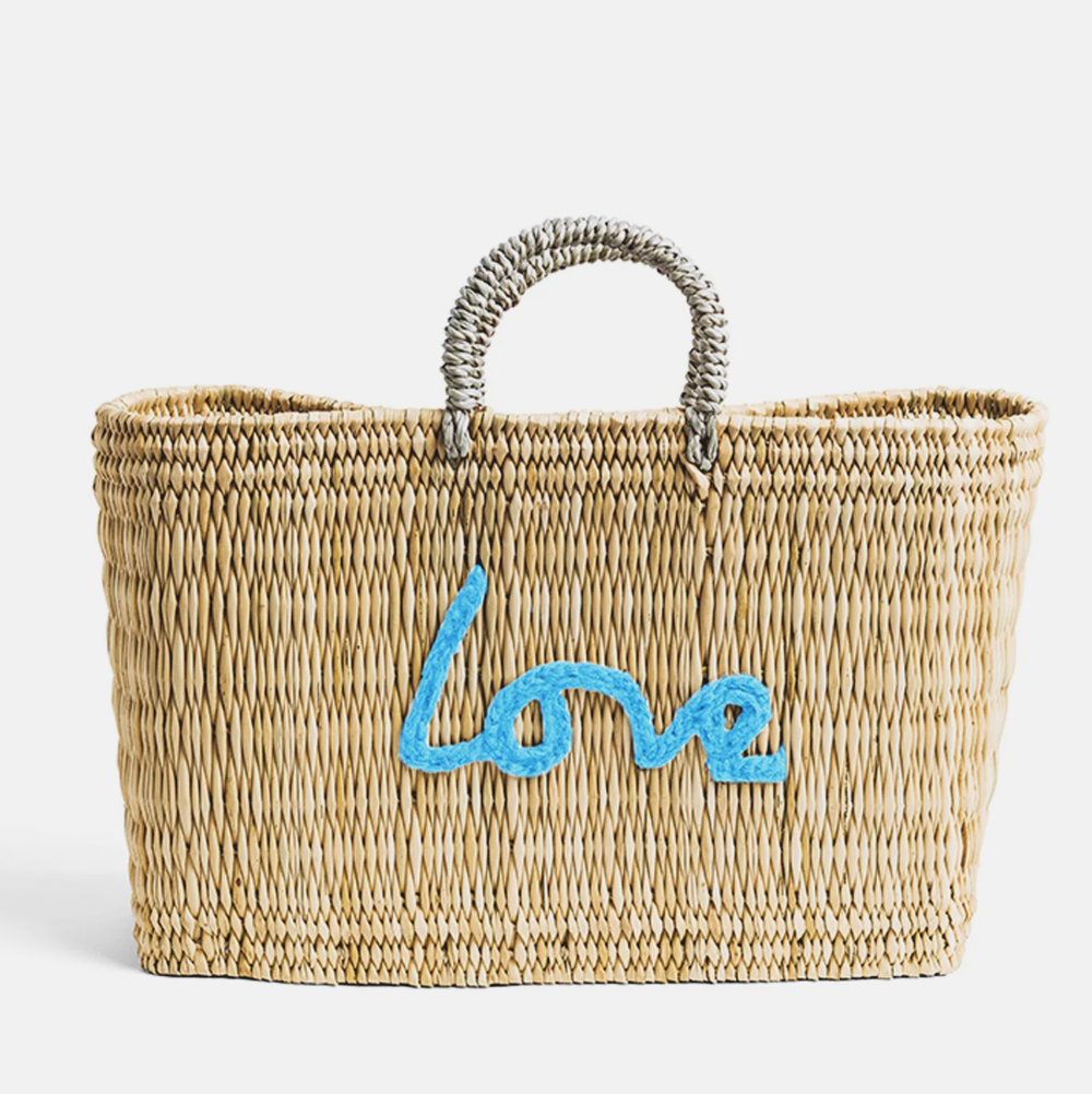 Daylesford Love Rectangle Basket Bag in Light Blue