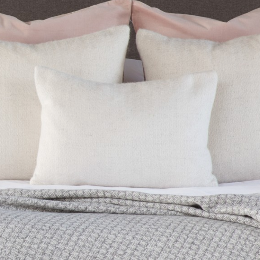 Araminta Campbell White Alpaca Oblong Cushion