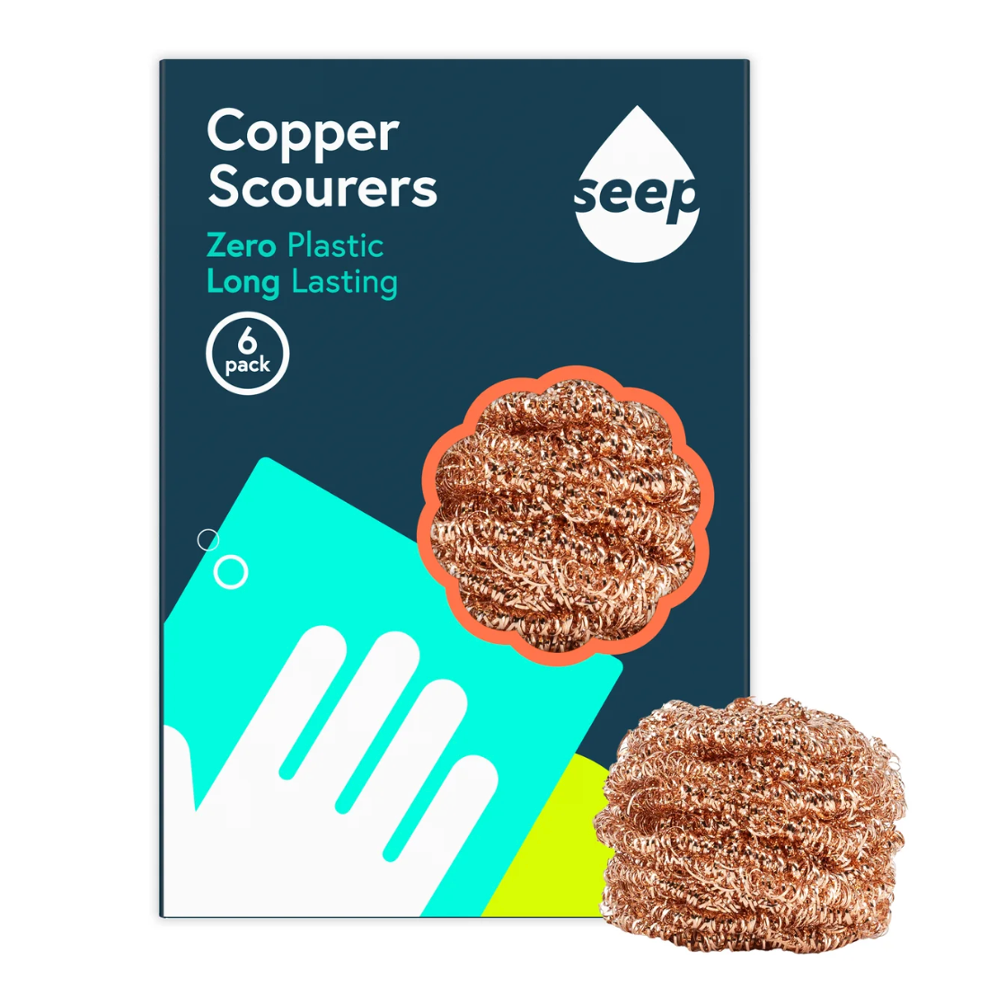 Seep Eco Copper Scourers (6 Scourers)