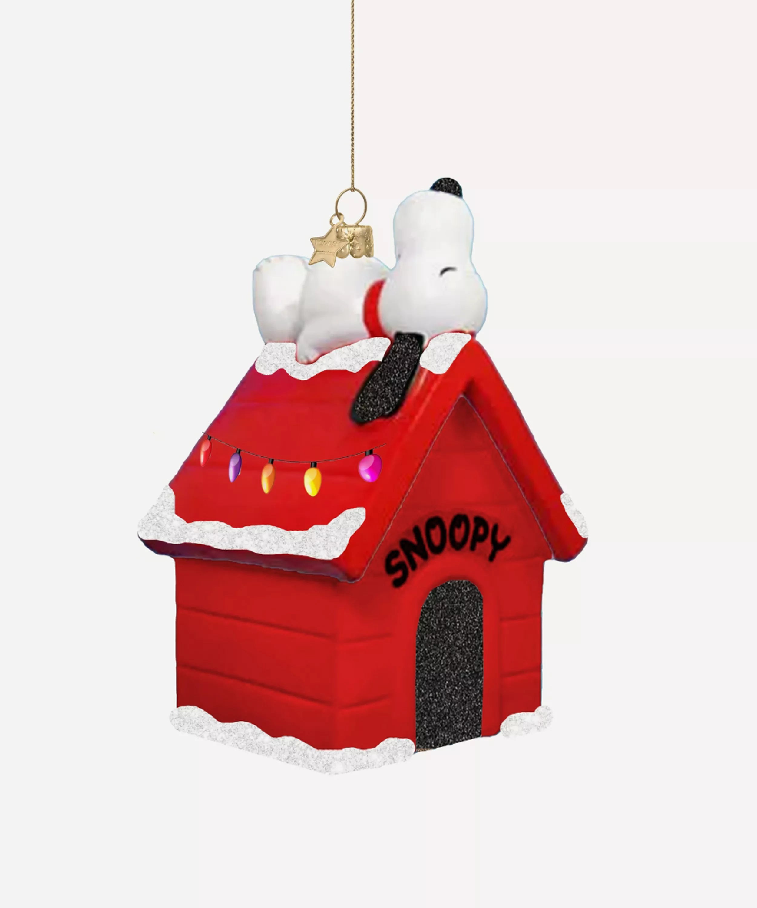 Snoopy Laying On Doghouse Glass Ornament