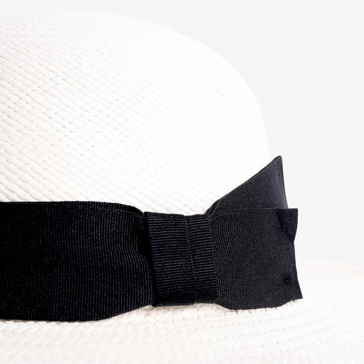 Swaine London - Herbert Johnson Brisa Panama Toquilla Straw Hat White with Black Band