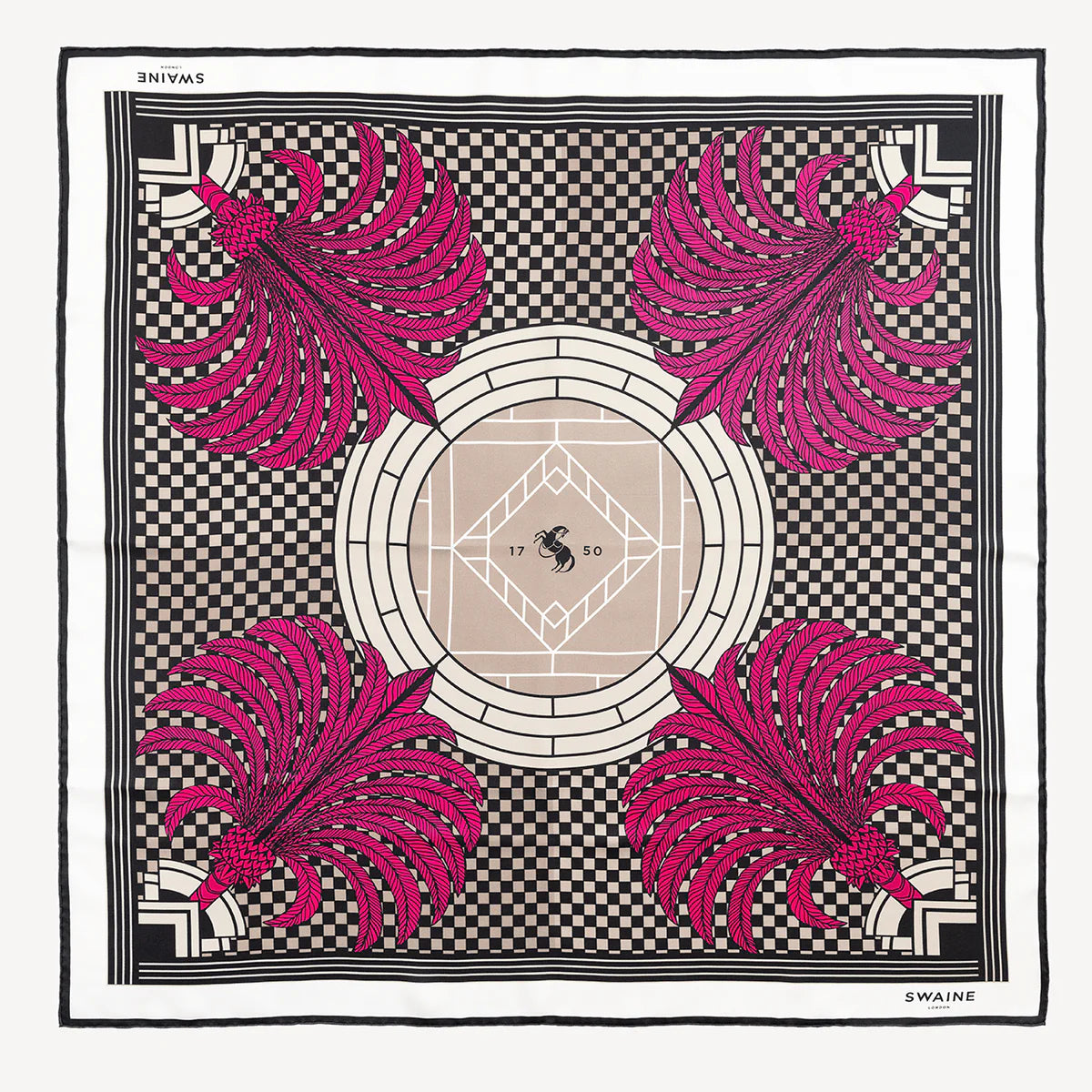 Swaine London Palm Tree Silk Scarf - Fuchsia