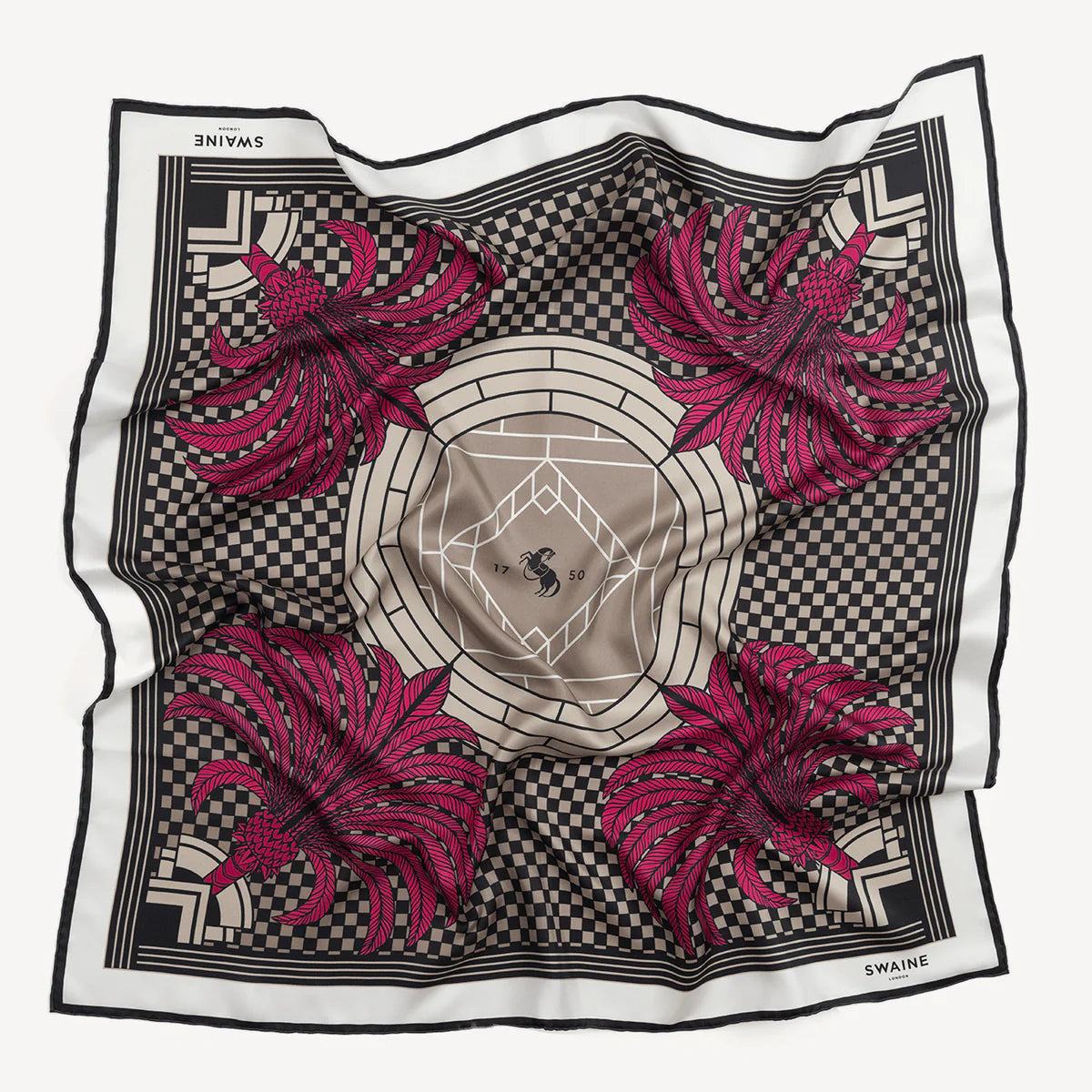 Swaine London Palm Tree Silk Scarf - Fuchsia