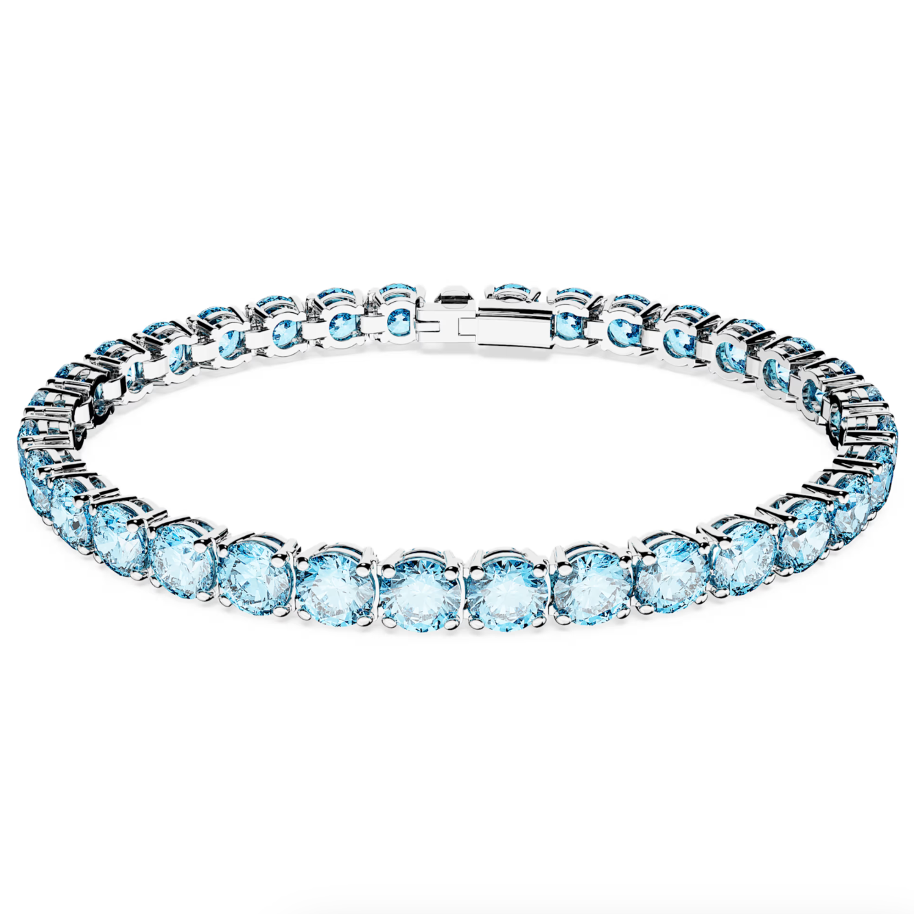 Swarovski Matrix Rhodium Plated Blue Crystal Tennis Bracelet