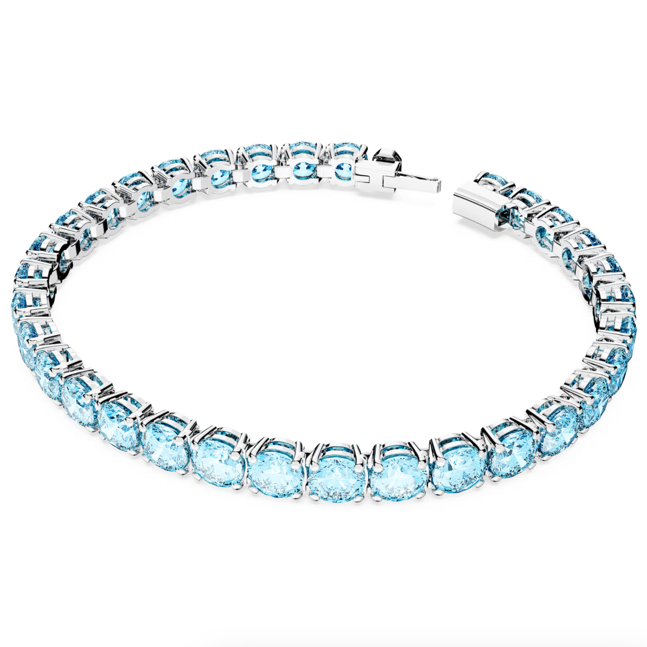 Swarovski Matrix Rhodium Plated Blue Crystal Tennis Bracelet