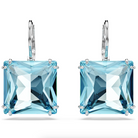 Swarovski Millenia Drop Earrings Square Cut Blue Rhodium Plated