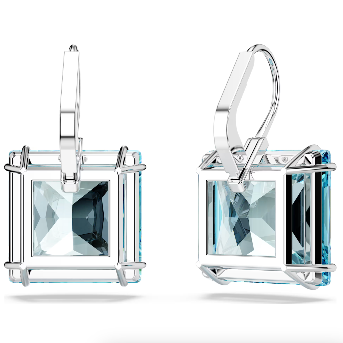 Swarovski Millenia Drop Earrings Square Cut Blue Rhodium Plated