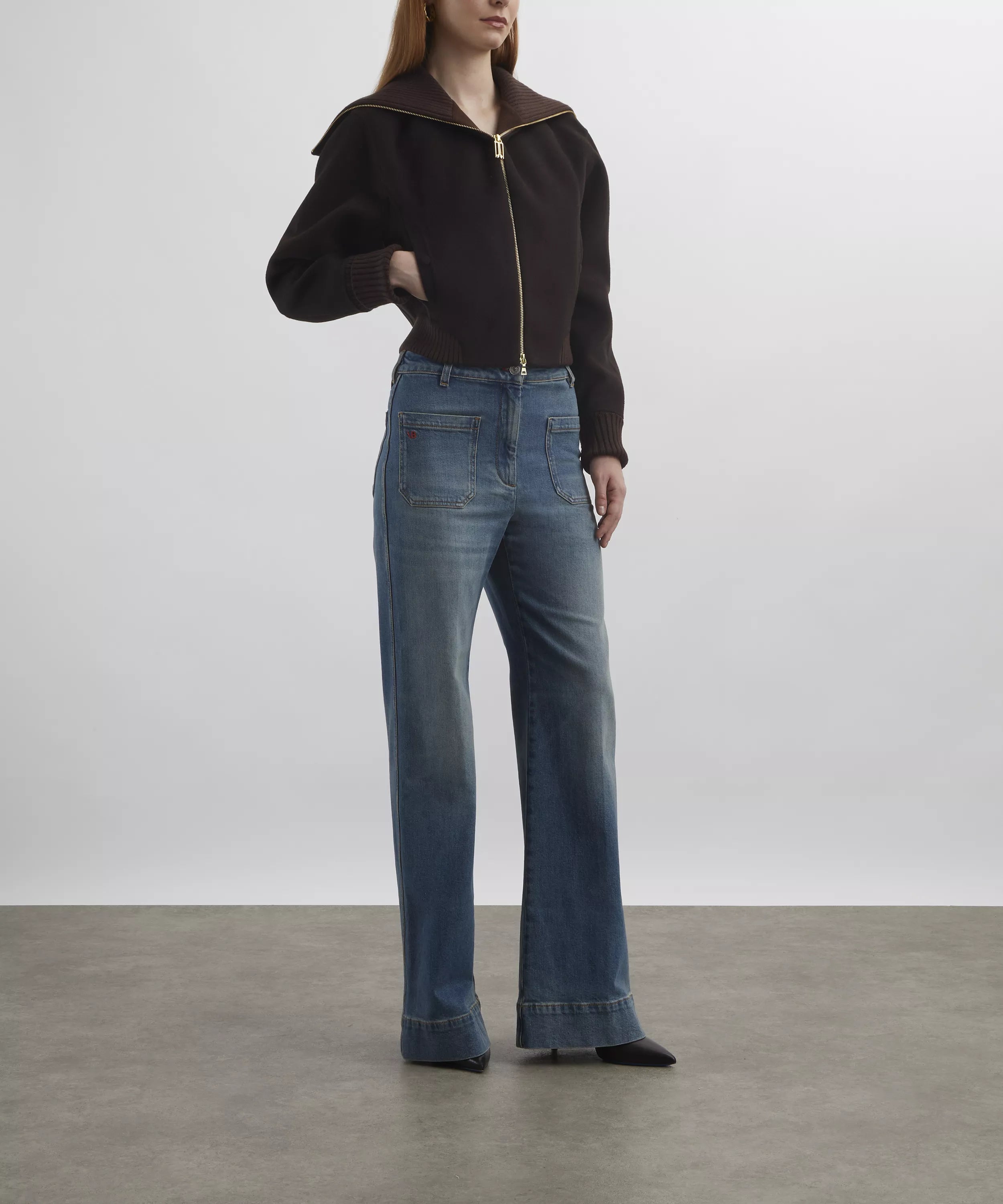 Victoria Beckham Dark Chocolate Double-Faced Bomber Jacket
