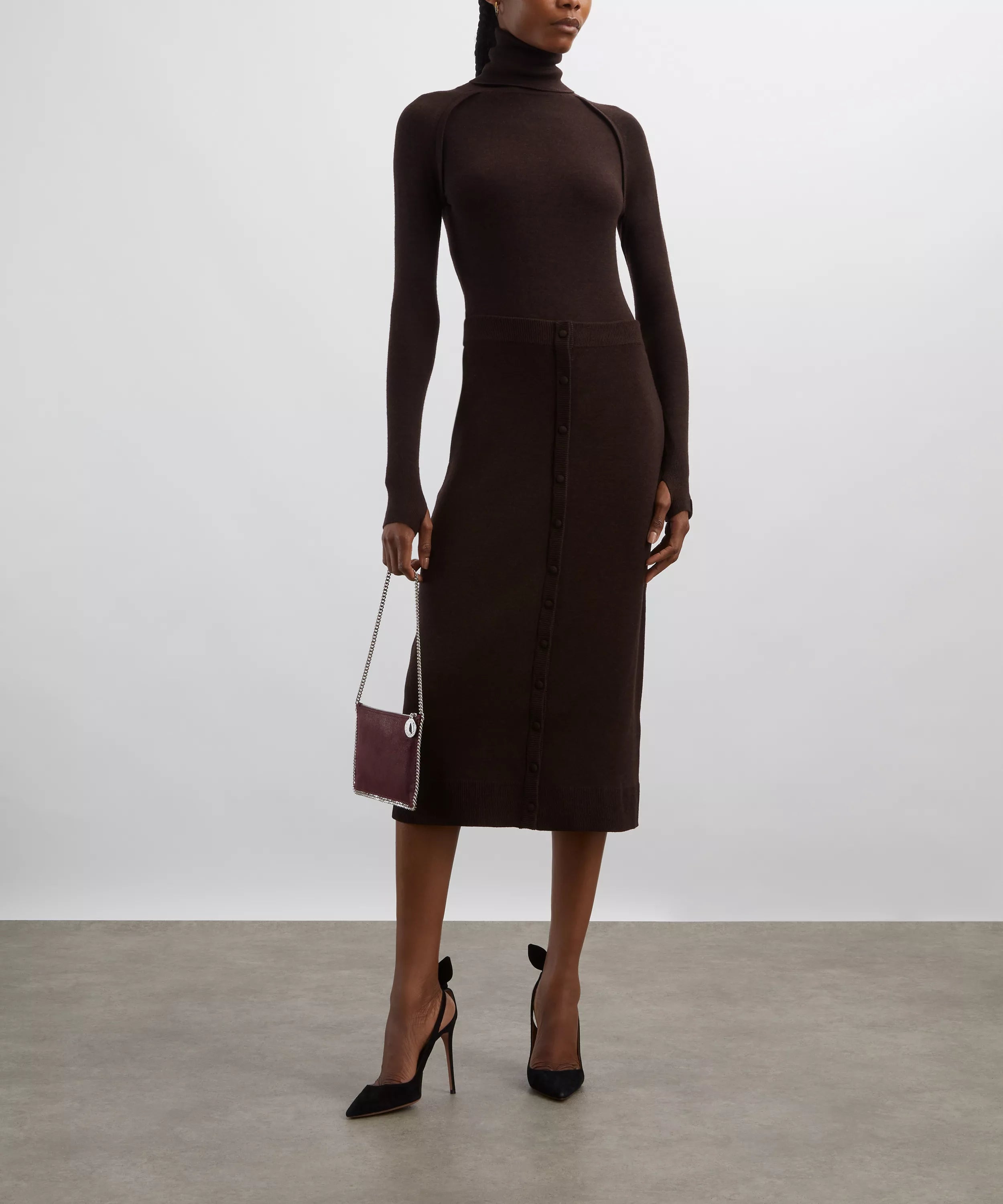 Victoria Beckham Dark Chocolate High-Neck Top