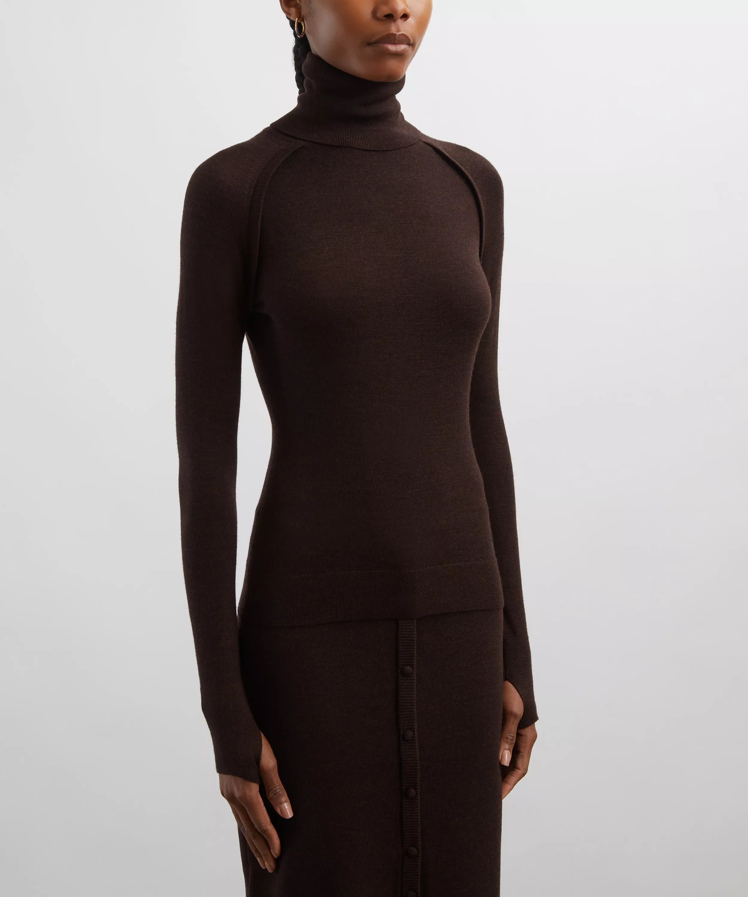 Victoria Beckham Dark Chocolate High-Neck Top