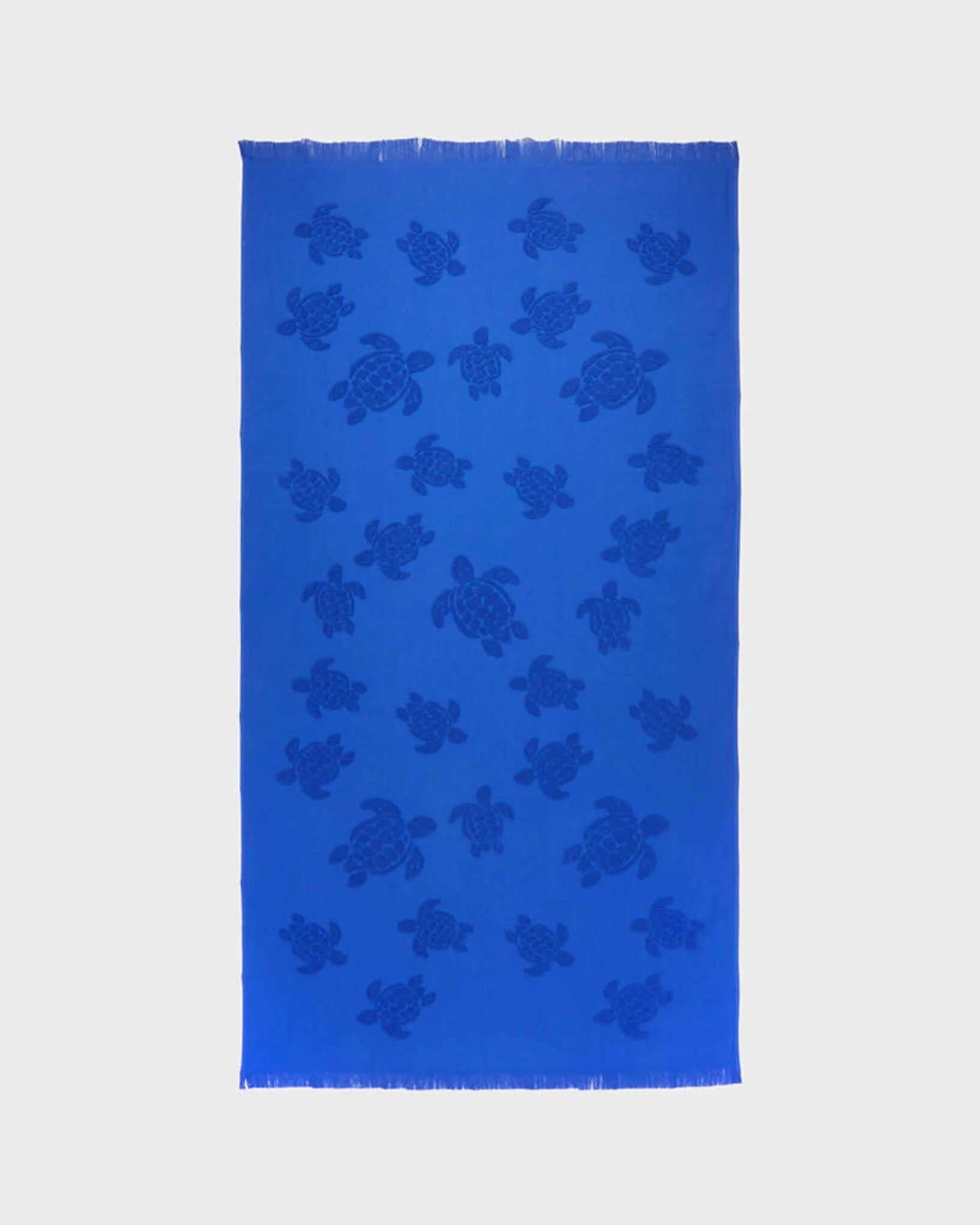 Vilebrequin Beach Towel In Organic Cotton Turtles Jacquard - Marrakech Blue