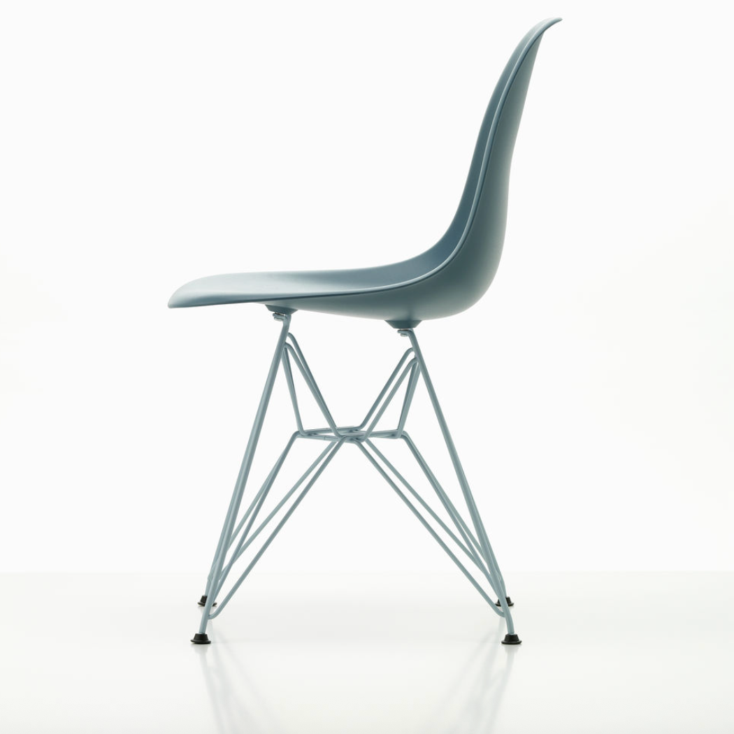 Vitra Eames DSR RE Plastic Side Chair - RE Sea Blue / White Base