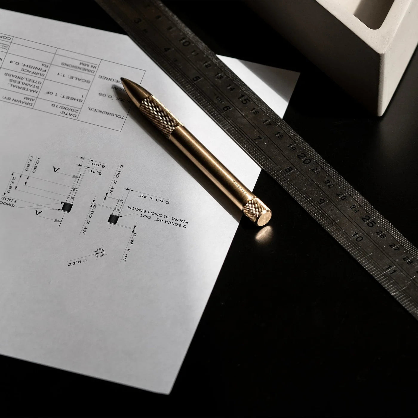 Wingback Mechanical Pen in Brass