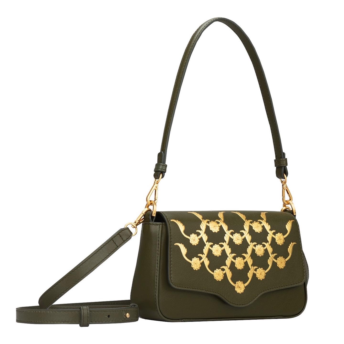 Aranyani Golden Trails Shoulder Bag 8 in Deep Forest