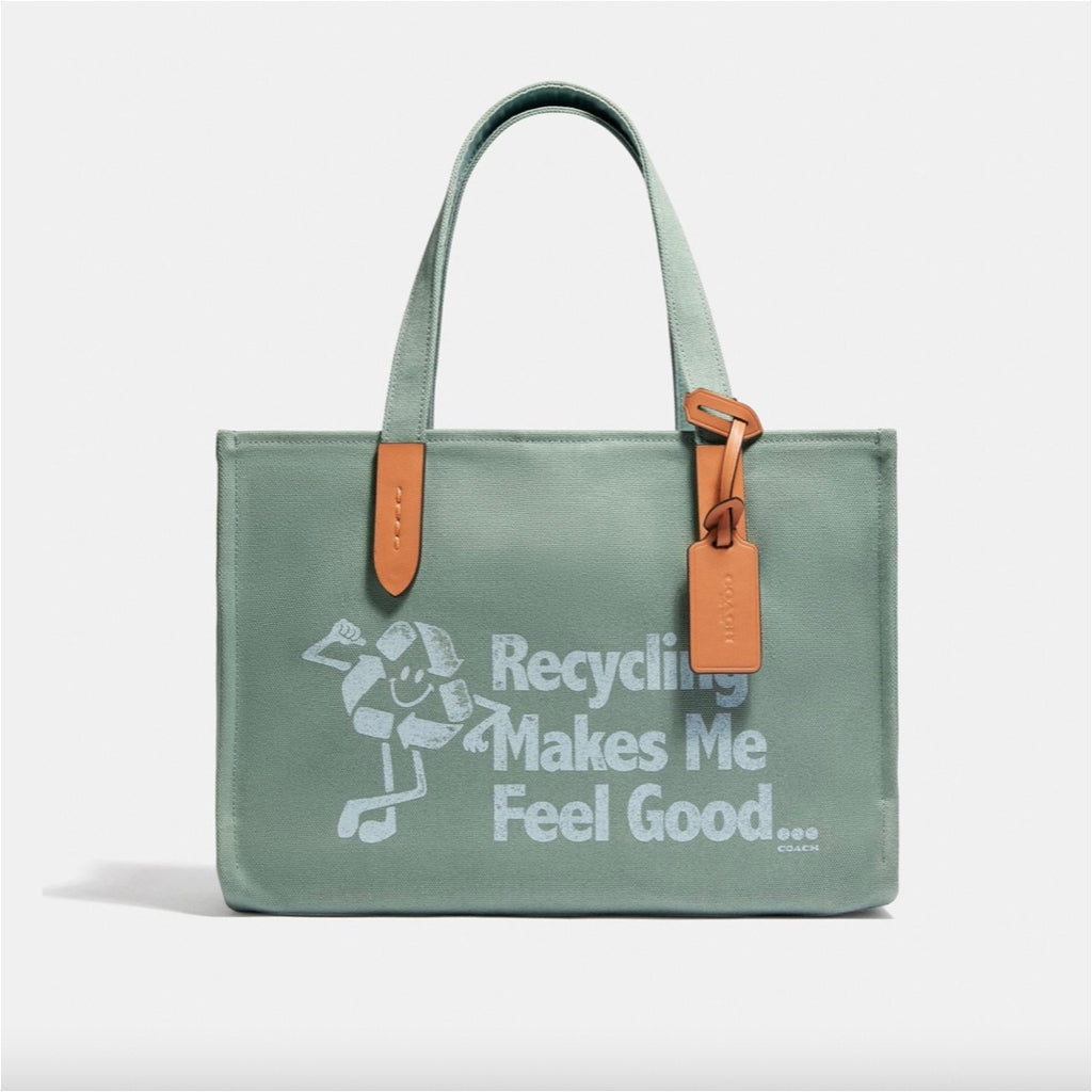 Coach 100 Percent Recycled Tote 30 in Iceberg Green