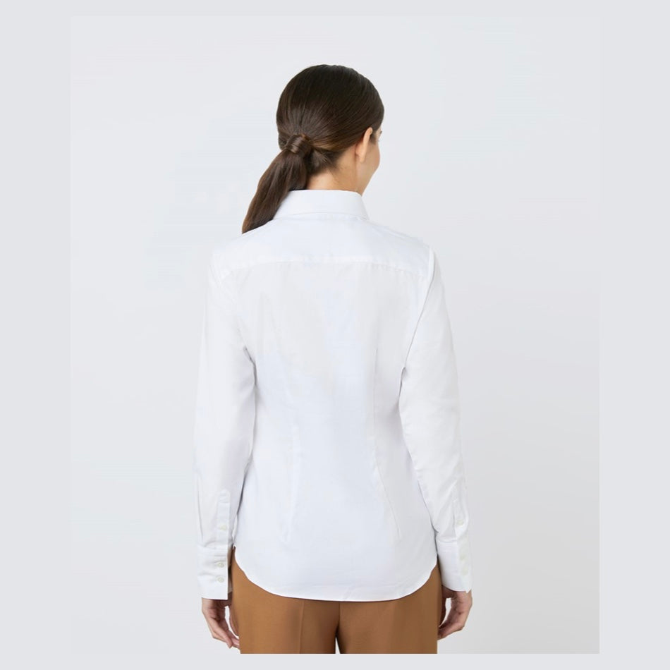 Hawes & Curtis Women's White Twill Fitted Executive Shirt - Single Cuff