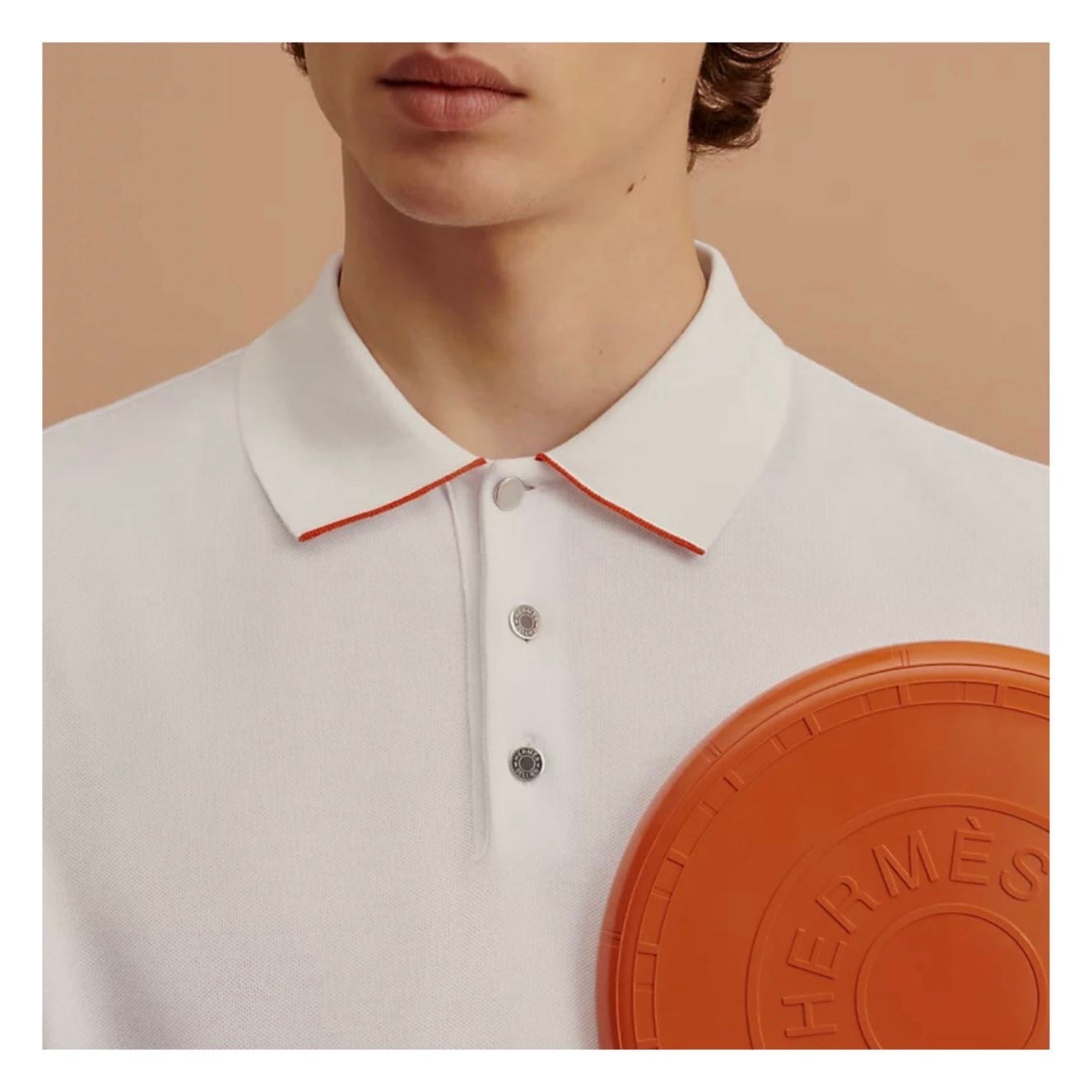 Hermès Double Jeu Technical Polo in Blanc / Feu