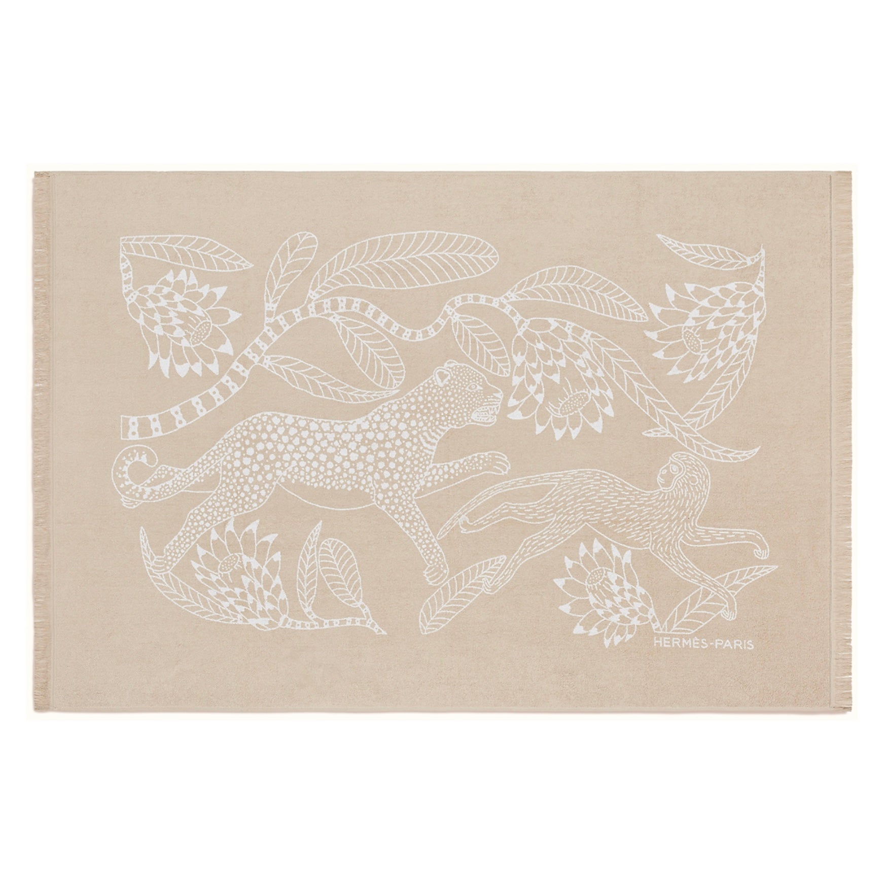 Hermès Yachting Tatoo Savana Dance Beach Towel in Sable and White