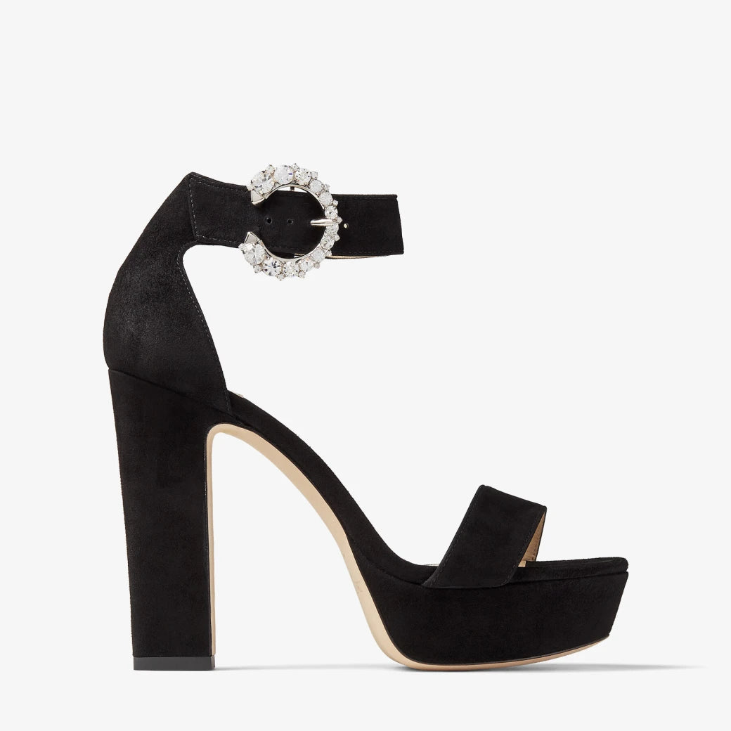 Jimmy Choo Mionne 120 Suede Platform Sandals in black