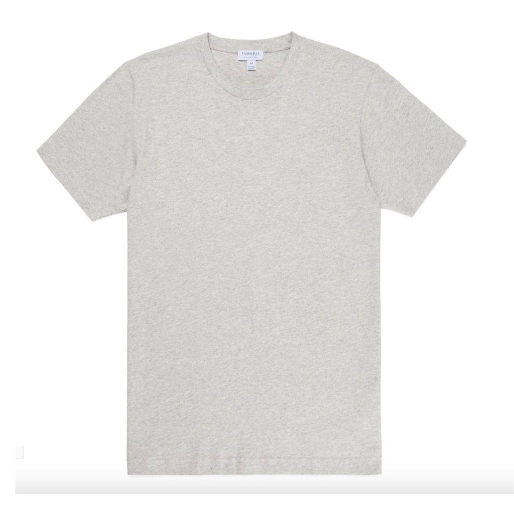Sunspel Men's Organic Cotton Riviera T-Shirt in Melange Grey