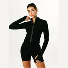 Tala Skinluxe Zip Through Running Top in Shadow Black