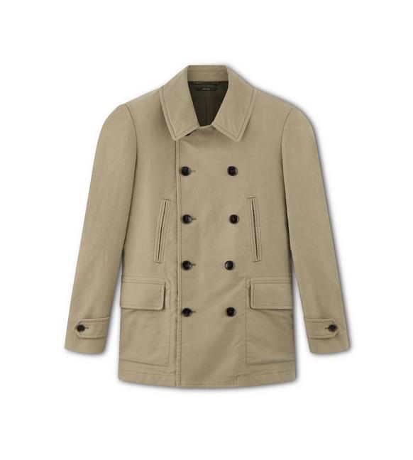 Tom Ford Organic Cotton Moleskin Lightweight Peacoat in Khaki