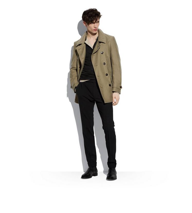 Tom Ford Organic Cotton Moleskin Lightweight Peacoat in Khaki