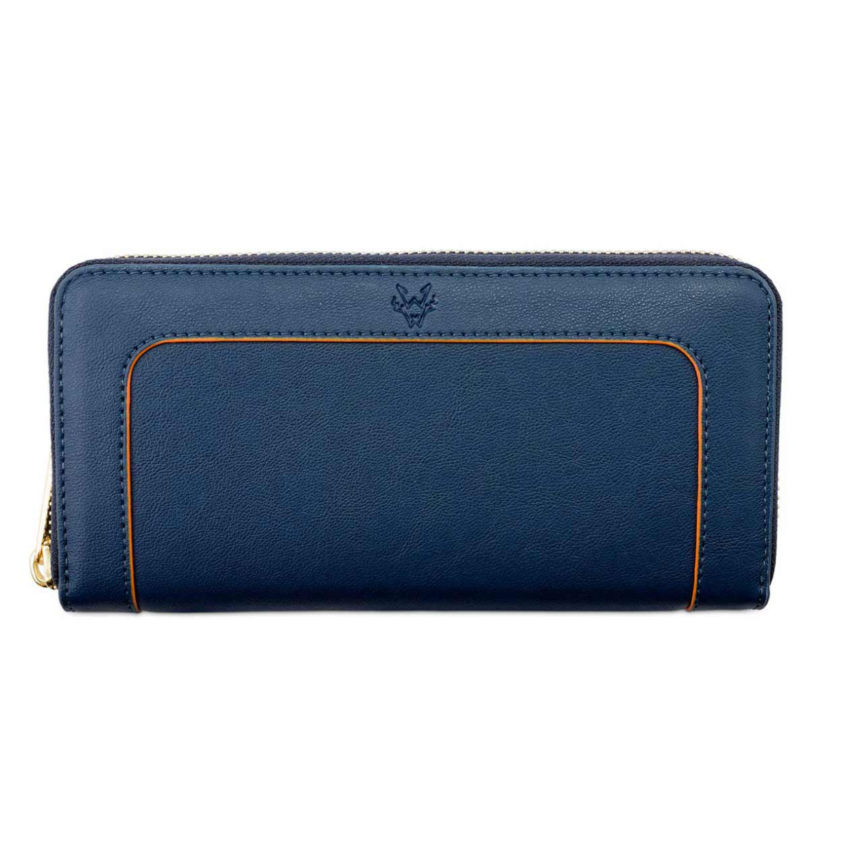 Watson & Wolfe Wilton Zipped Purse Wallet in Navy & Orange