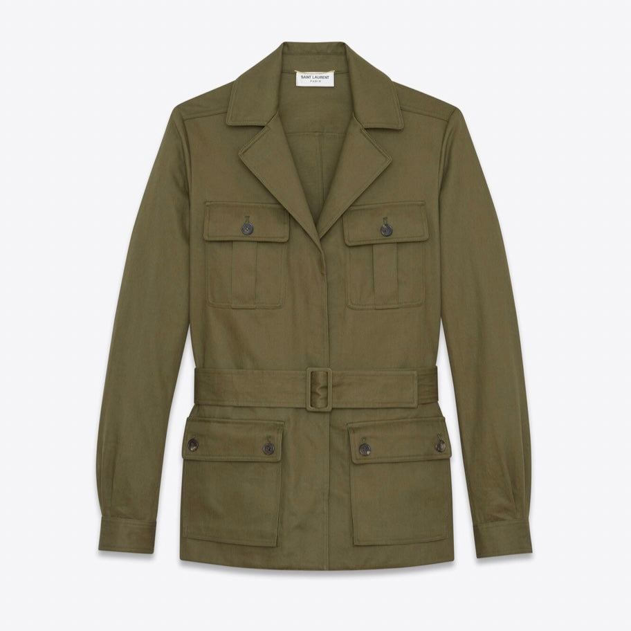 YSL Saharienne Jacket In Cotton Gabardine and Linen